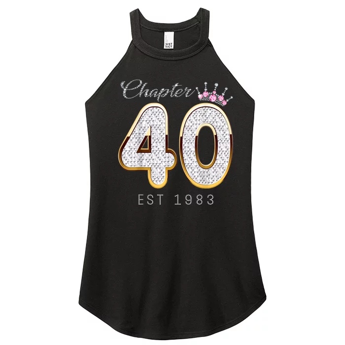 40th Birthday Decorations Chapter 40 EST 1983 Gift For Women Women’s Perfect Tri Rocker Tank