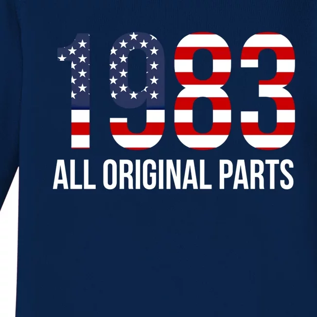 40th Birthday Design – 1983 Us America Flag Cute Gift Baby Long Sleeve Bodysuit