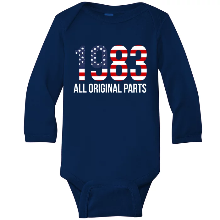 40th Birthday Design – 1983 Us America Flag Cute Gift Baby Long Sleeve Bodysuit