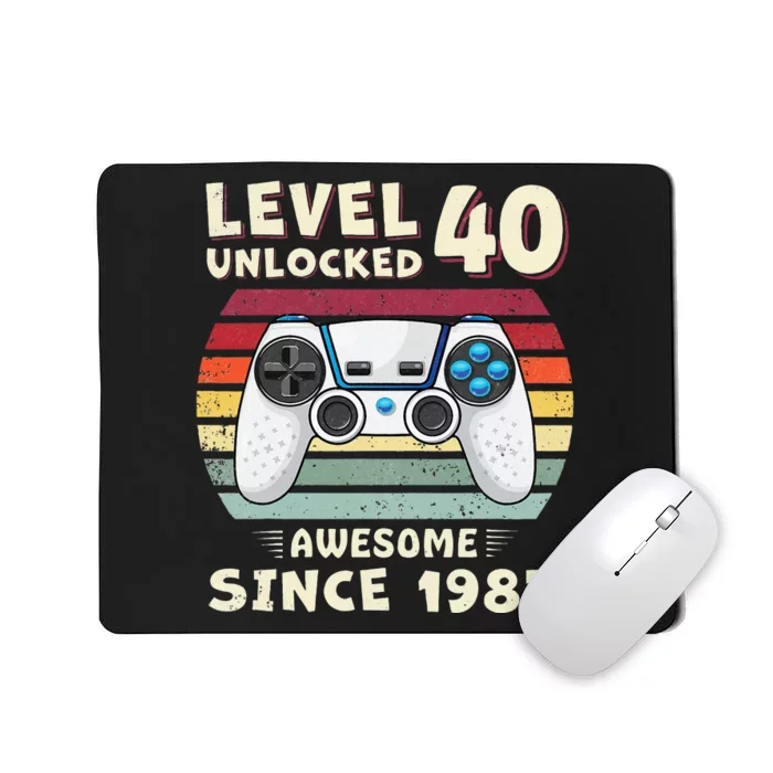 40 Birthday Decorations Gamer Men Video 1983 40th Birthday Mousepad