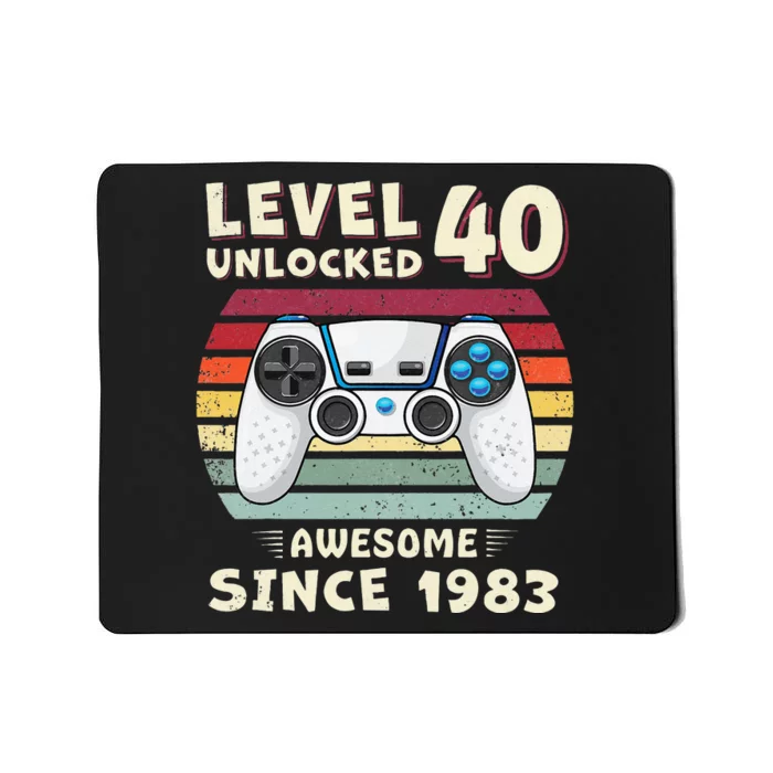 40 Birthday Decorations Gamer Men Video 1983 40th Birthday Mousepad