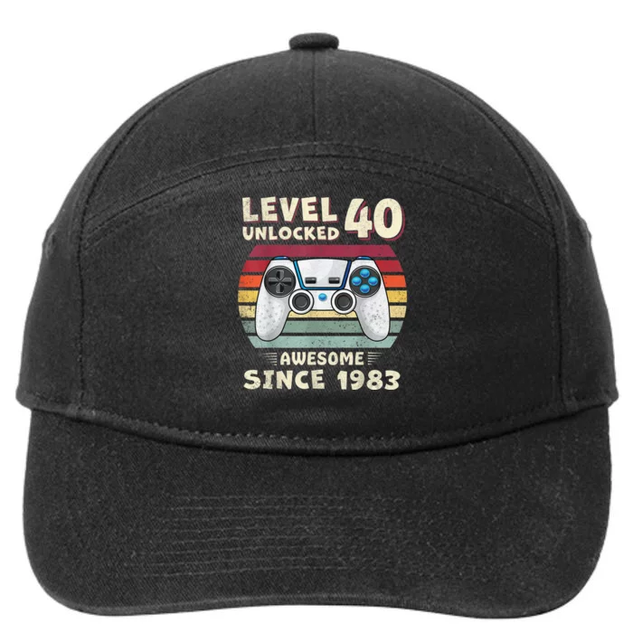 40 Birthday Decorations Gamer  Video 1983 40th Birthday 7-Panel Snapback Hat