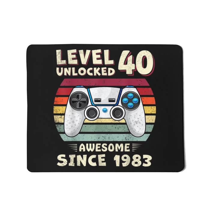 40 Birthday Decorations Gamer  Video 1983 40th Birthday Mousepad