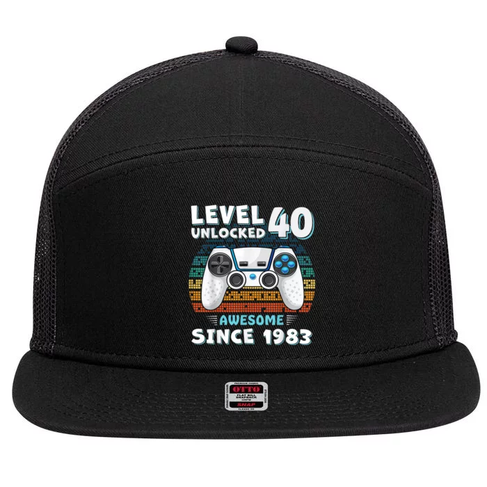 40 Birthday Decorations Gamer m.e.n Video 1983 40th Birthday 7 Panel Mesh Trucker Snapback Hat