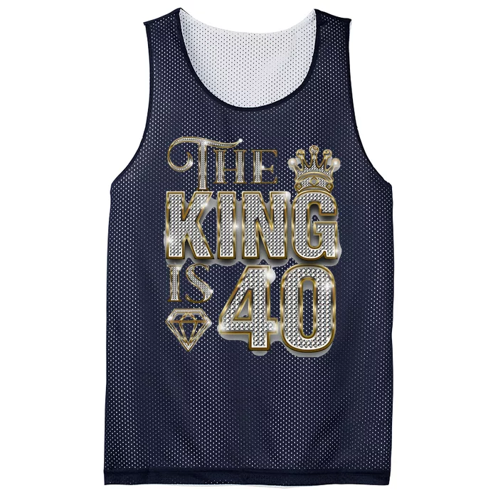 40th Birthday Decorations 1983 Birthday The King Is 40 Mesh Reversible Basketball Jersey Tank