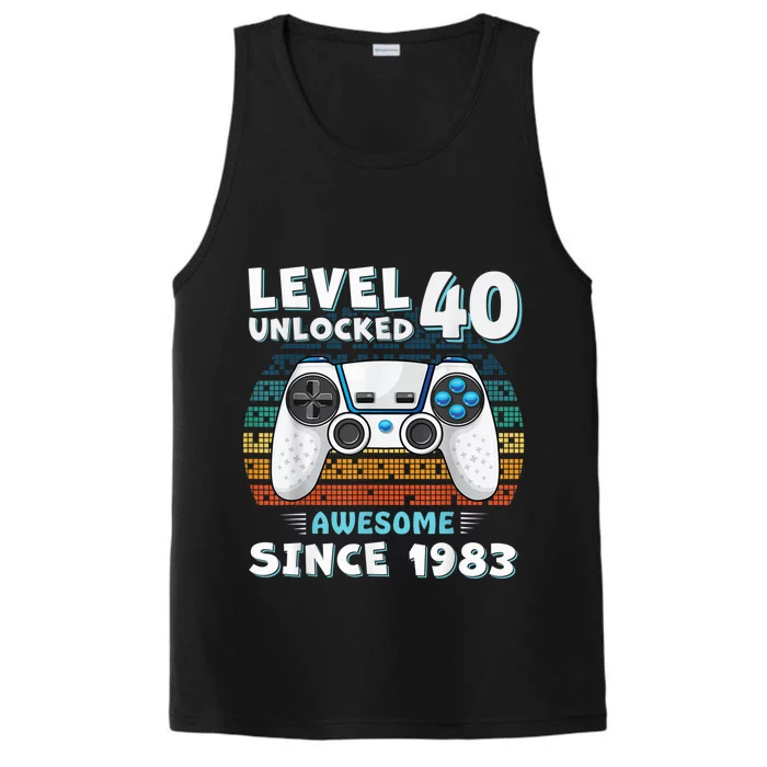 40 Birthday Decorations Gamer  Video 1983 40th Birthday Performance Tank