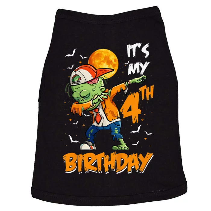 4th Birthday Dabbing Zombie Halloween Costume Doggie Tank