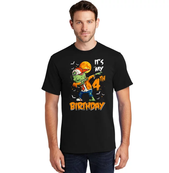 4th Birthday Dabbing Zombie Halloween Costume Tall T-Shirt