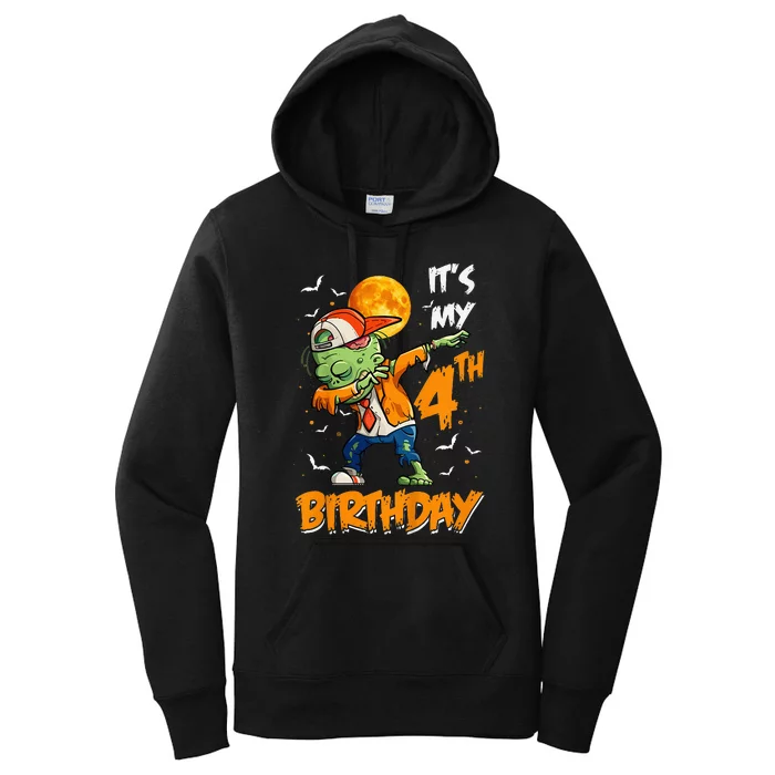 4th Birthday Dabbing Zombie Halloween Costume Women's Pullover Hoodie