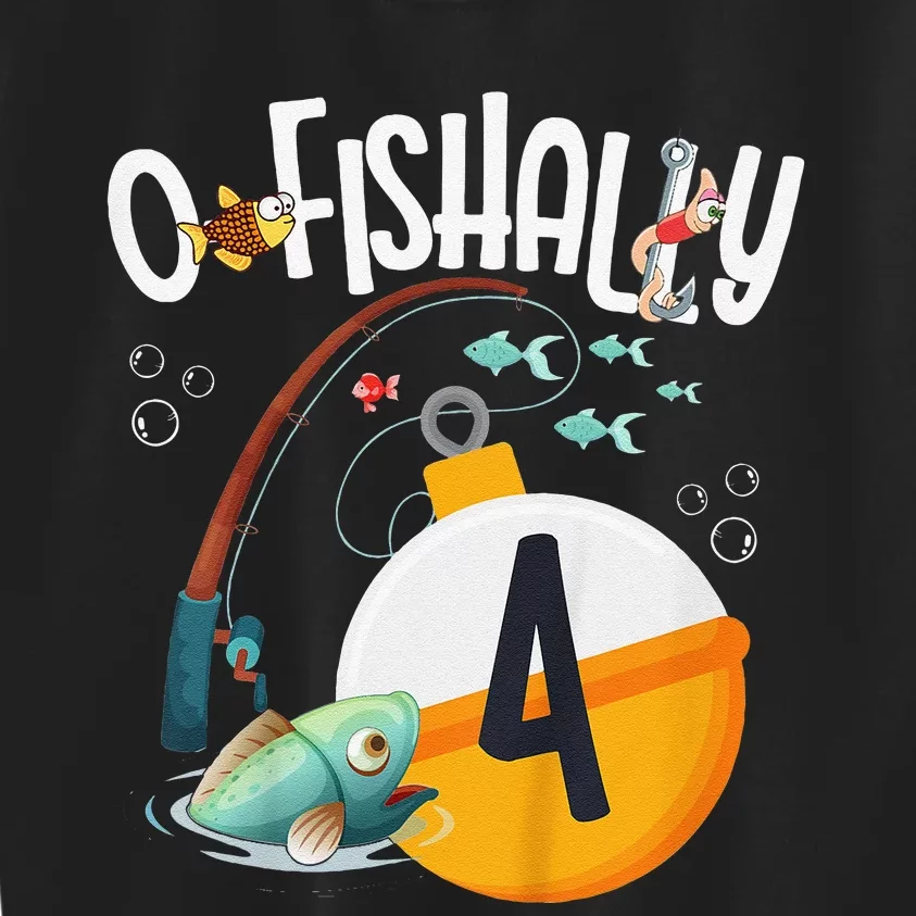 4th Birthday Fishing Theme For And OFishally 4 Kids Sweatshirt