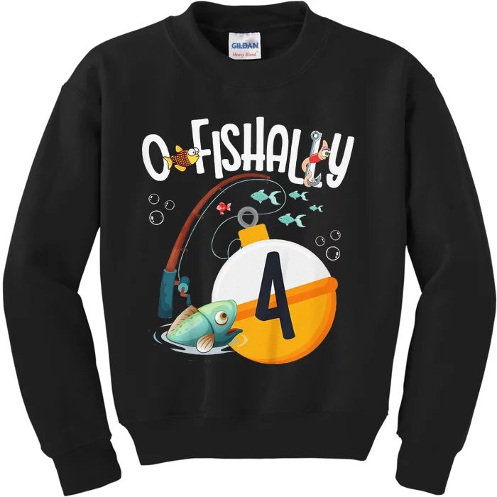 4th Birthday Fishing Theme For And OFishally 4 Kids Sweatshirt