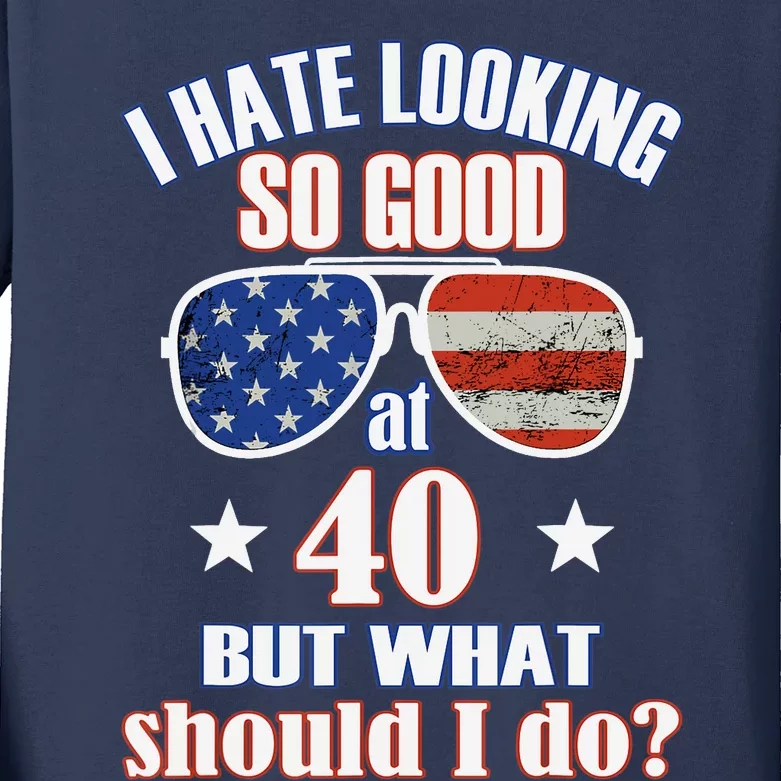 40 Birthday For - 40th Anniversary For Him Her USA Kids Long Sleeve Shirt