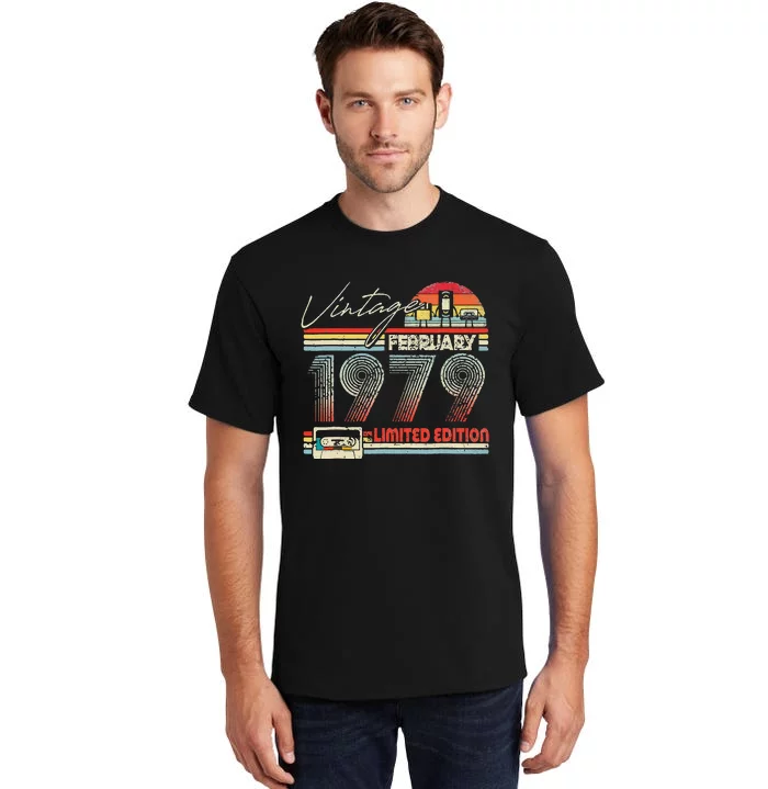 44th Birthday February 1979 Vintage Cassette Limited Edition Tall T-Shirt