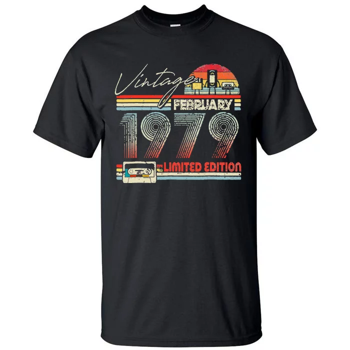 44th Birthday February 1979 Vintage Cassette Limited Edition Tall T-Shirt