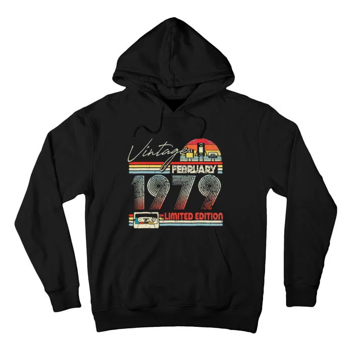 44th Birthday February 1979 Vintage Cassette Limited Edition Tall Hoodie