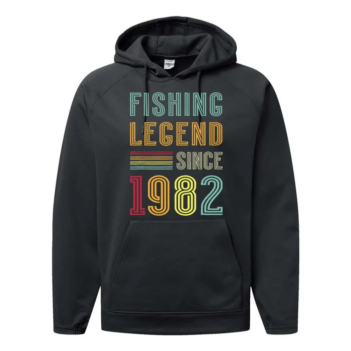 41st Birthday Fisherman Retro Vintage 1982 41 Years Fishing Performance Fleece Hoodie