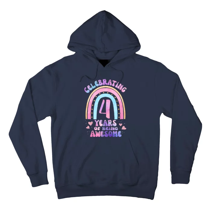 4th Birthday Girl Tie Dye 4 Years Of Being Awesome Bday Hoodie