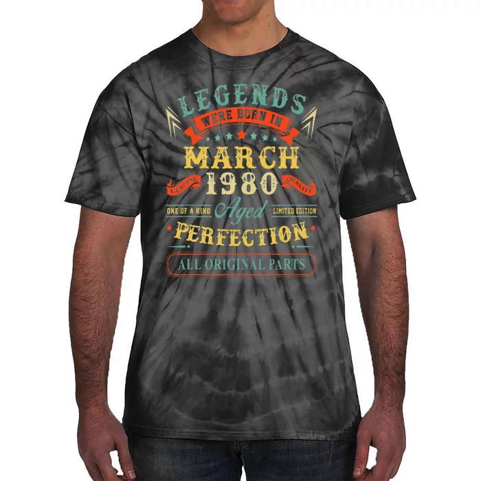 43rd Birthday Gift 43 Years Old Legends Born March 1980 Tie-Dye T-Shirt