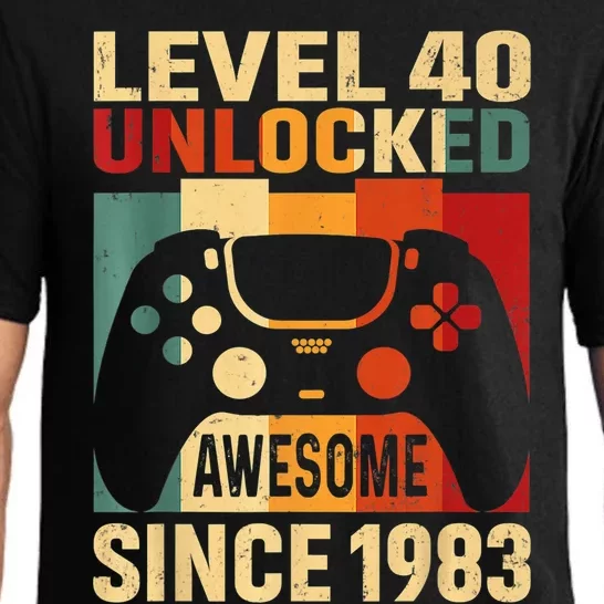 40th Birthday Gift Level 40 Unlocked Awesome 1983 Video Game Pajama Set