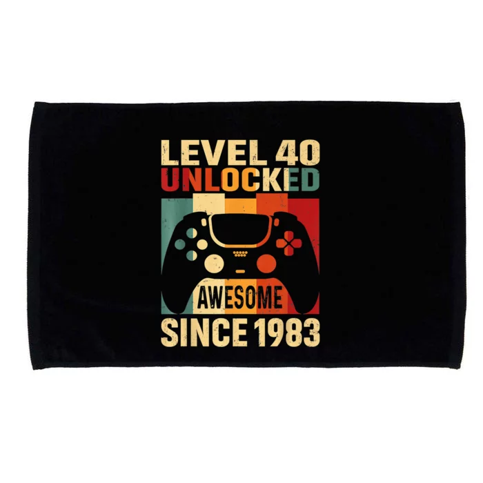 40th Birthday Gift Level 40 Unlocked Awesome 1983 Video Game Microfiber Hand Towel