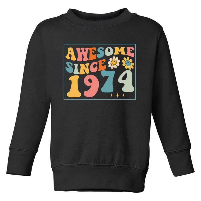 48th Birthday Gifts Awesome Since 1974 48 Years Old Groovy Toddler Sweatshirt