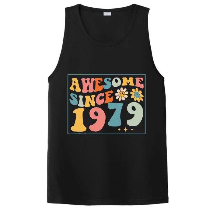 43rd Birthday Gifts Awesome Since 1979 43 Years Old Groovy Performance Tank