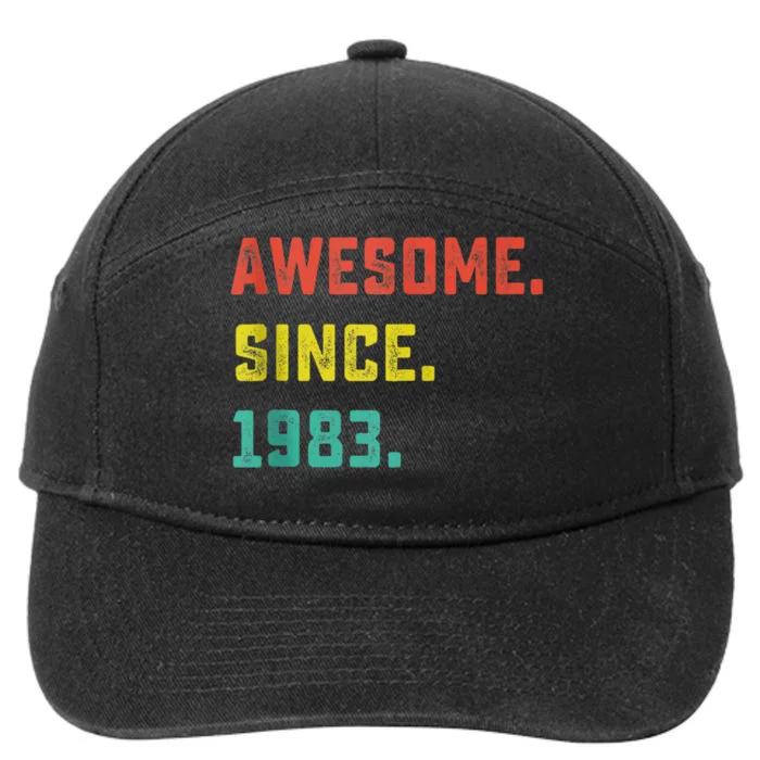 40th Birthday Gift Vintage Awesome Since 1983 40 Years Old 7-Panel Snapback Hat