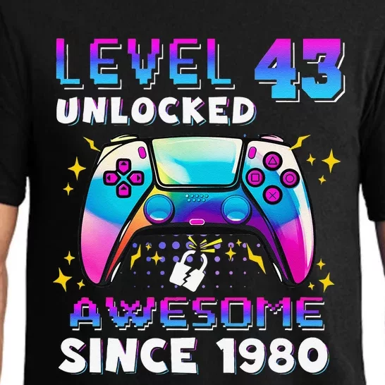 43rd Birthday Gifts Level 43 Unlocked 43 Years Old Gamer Pajama Set