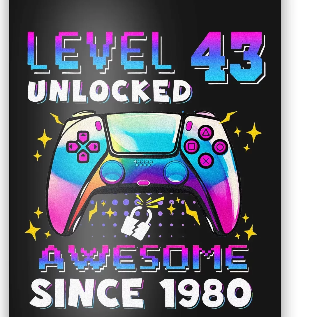 43rd Birthday Gifts Level 43 Unlocked 43 Years Old Gamer Poster