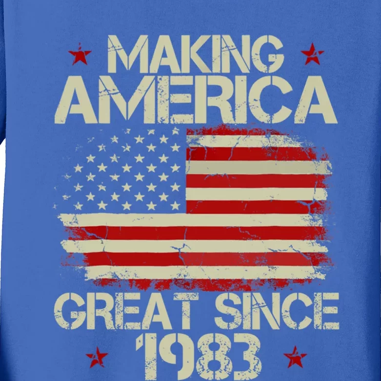 40th Birthday Gift Making America Great Since 1983 Gift Kids Long Sleeve Shirt