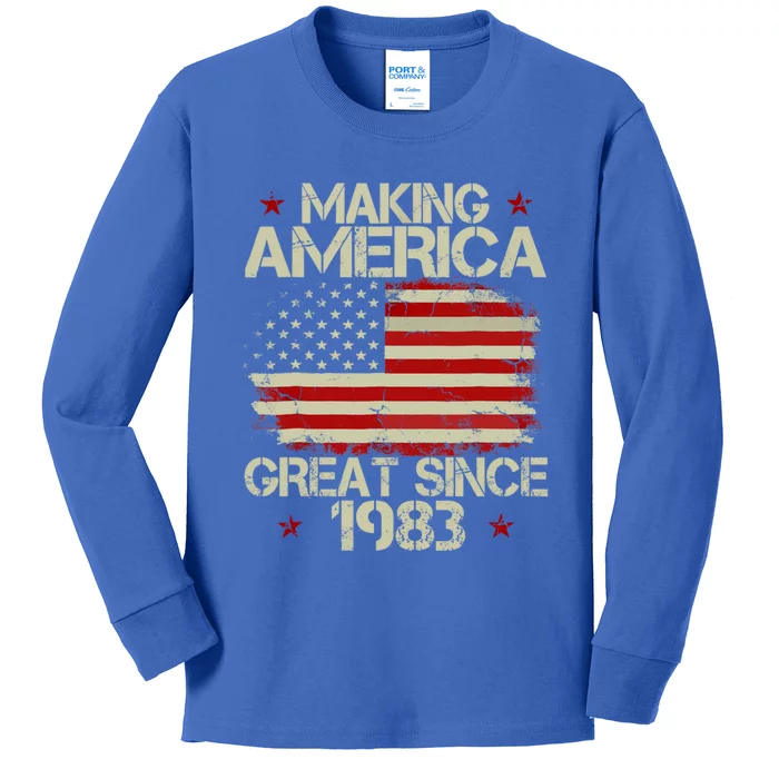 40th Birthday Gift Making America Great Since 1983 Gift Kids Long Sleeve Shirt