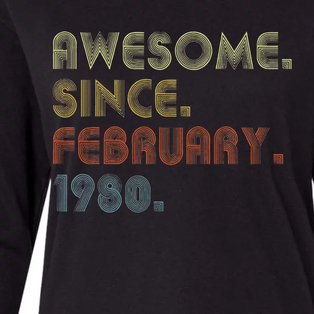 43th Birthday Gift Awesome Since February 1980 43 Year Old Cute Womens Cotton Relaxed Long Sleeve T-Shirt