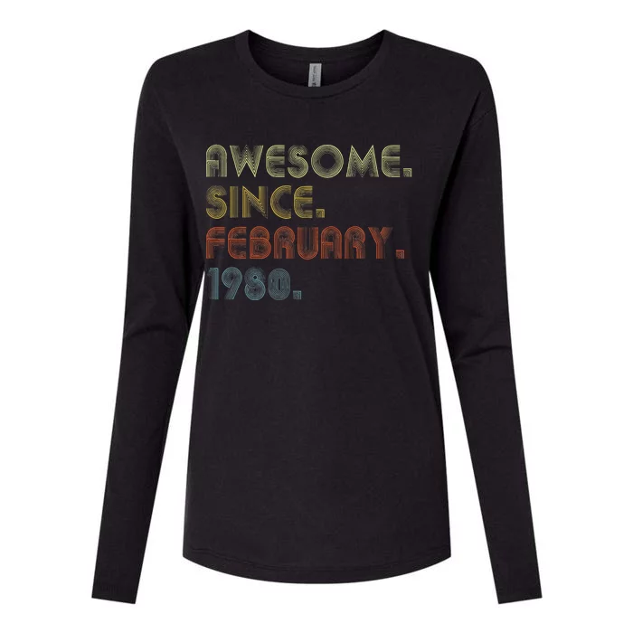 43th Birthday Gift Awesome Since February 1980 43 Year Old Cute Womens Cotton Relaxed Long Sleeve T-Shirt