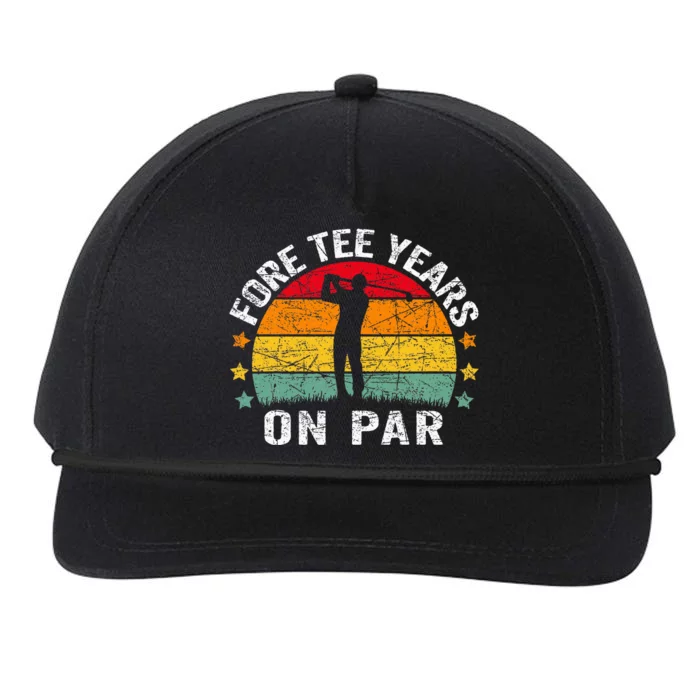 40th Birthday Golf Pun Retro Sunset 40 Year Old Golfer Snapback Five-Panel Rope Hat