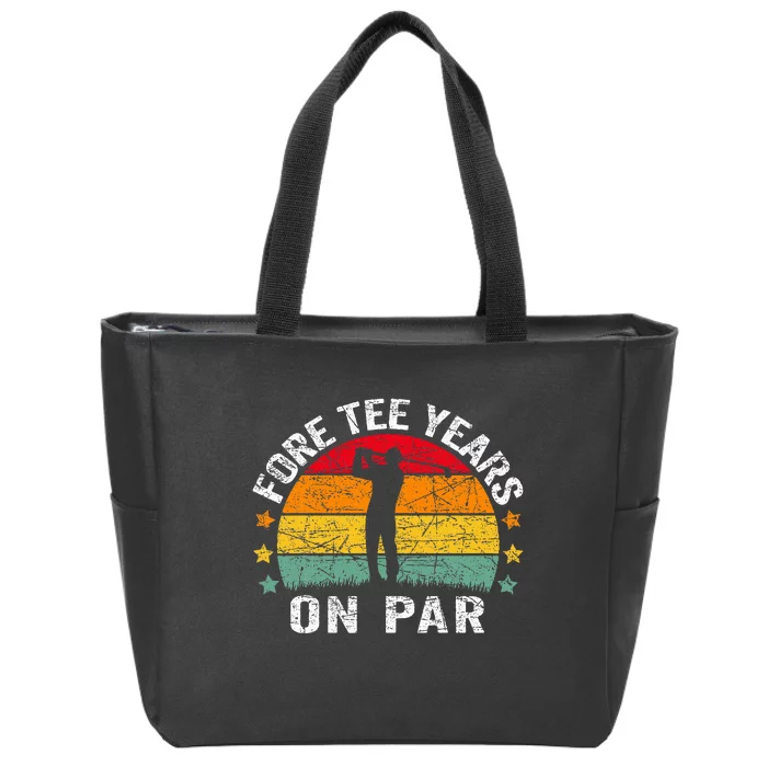 40th Birthday Golf Pun Retro Sunset 40 Year Old Golfer Zip Tote Bag