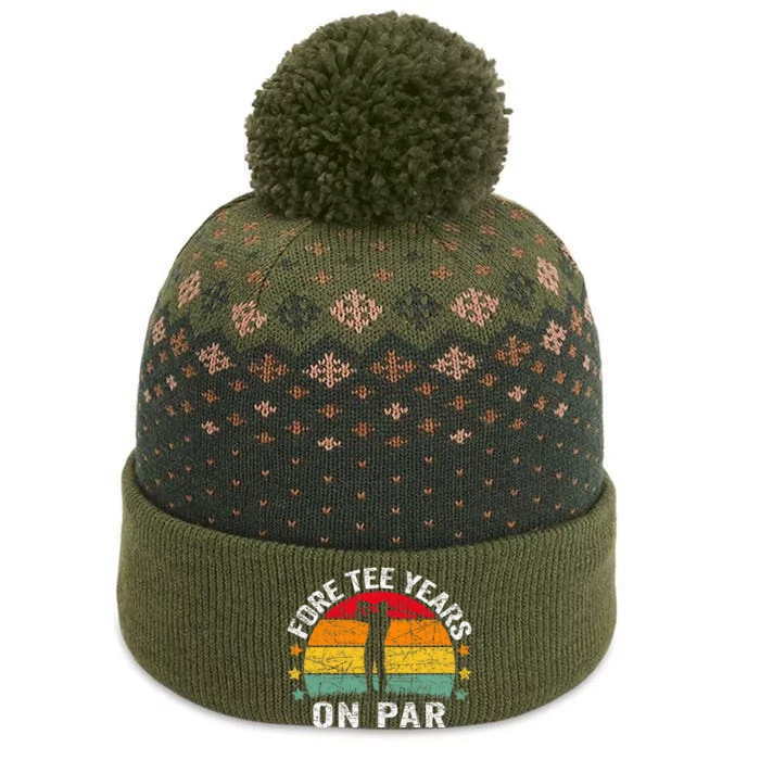 40th Birthday Golf Pun Retro Sunset 40 Year Old Golfer The Baniff Cuffed Pom Beanie