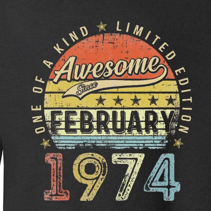 49th Birthday Gift Awesome Since February 1974 49 Year Old Love Toddler Sweatshirt