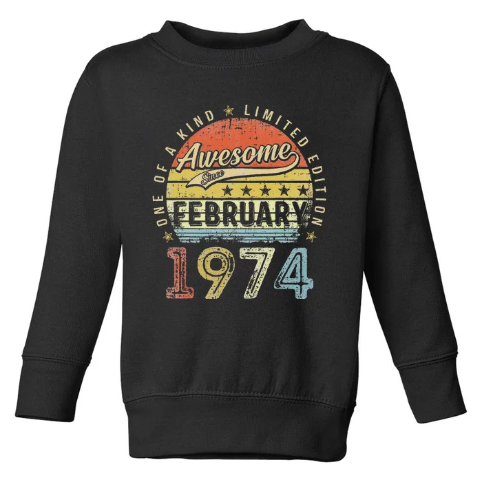 49th Birthday Gift Awesome Since February 1974 49 Year Old Love Toddler Sweatshirt