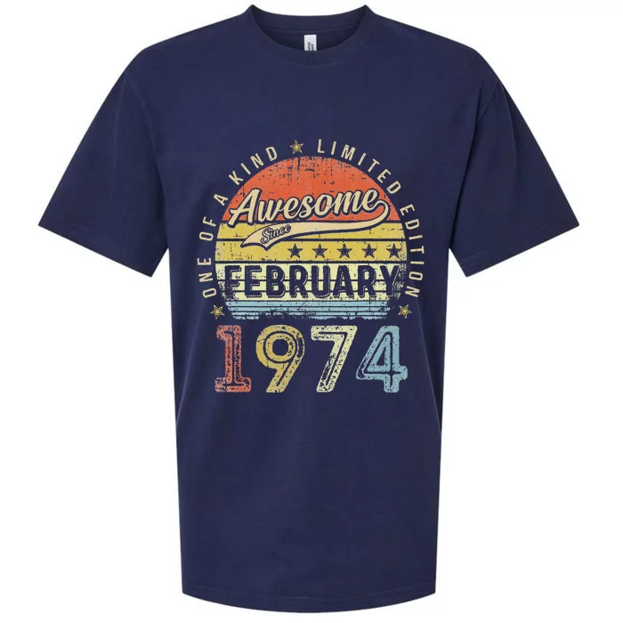 49th Birthday Gift Awesome Since February 1974 49 Year Old Love Sueded Cloud Jersey T-Shirt