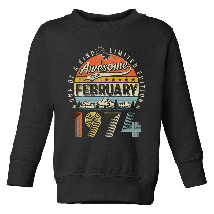 49th Birthday Gift Awesome Since February 1974 49 Year Old Toddler Sweatshirt