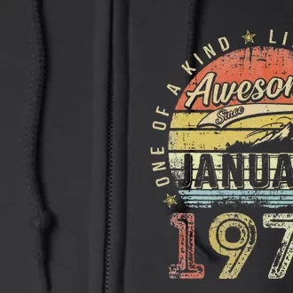 49th Birthday Gift Awesome Since January 1974 49 Year Old Full Zip Hoodie