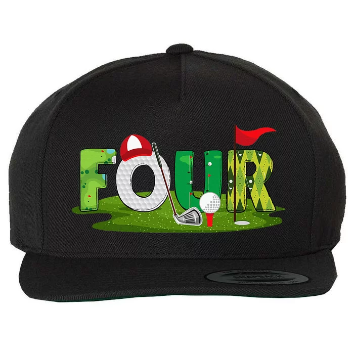 4th Birthday Golf Theme 4 Year Old Sport Party Wool Snapback Cap