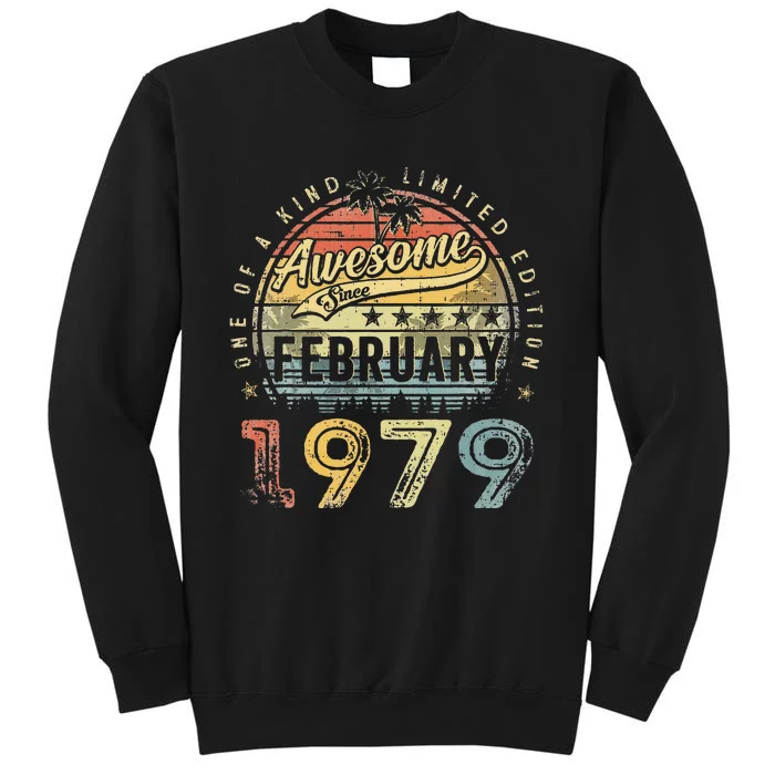 44th Birthday Gift Awesome Since February 1979 44 Year Old Tall Sweatshirt