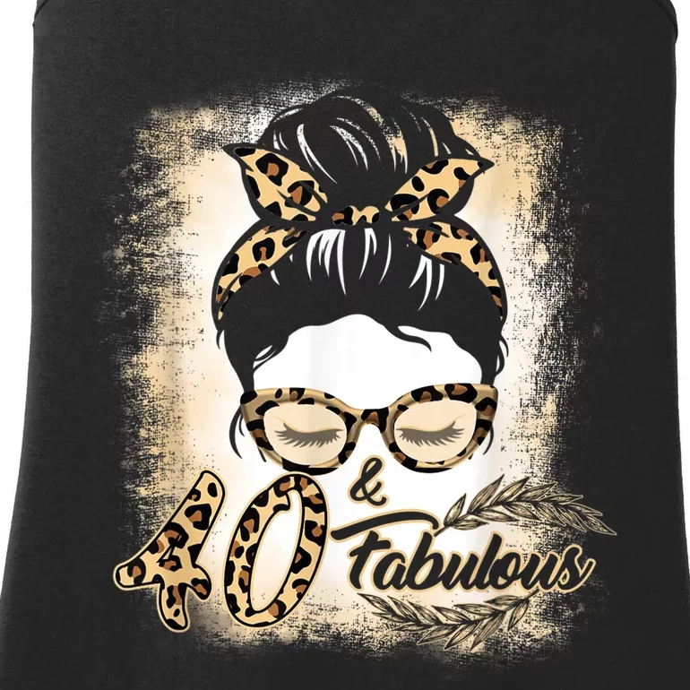 40th Birthday Gift Wom.e.n Girls 40 Year Old Fabulous Leopard Ladies Essential Tank