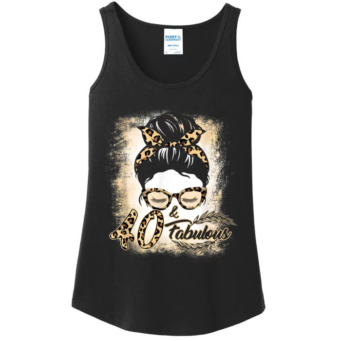 40th Birthday Gift Wom.e.n Girls 40 Year Old Fabulous Leopard Ladies Essential Tank