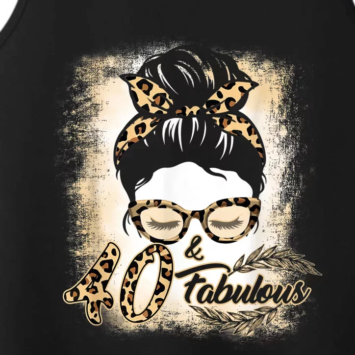 40th Birthday Gift Wom.e.n Girls 40 Year Old Fabulous Leopard Performance Tank