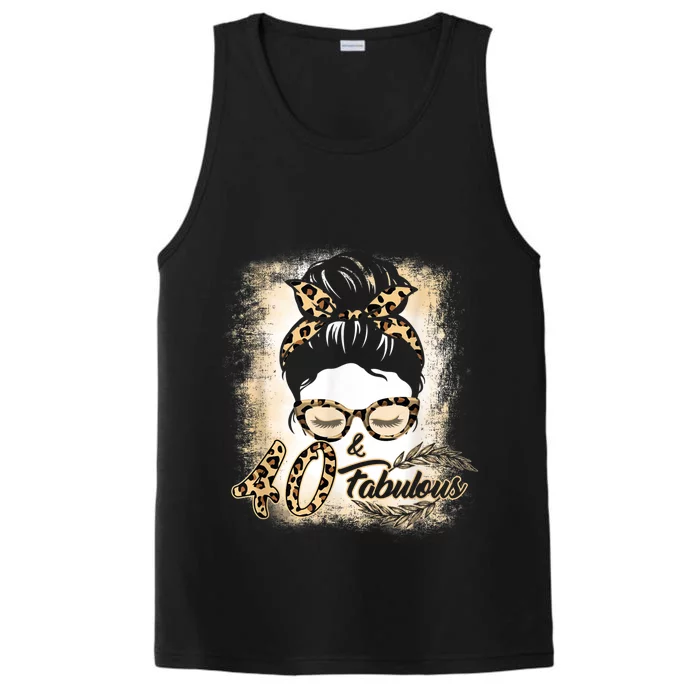 40th Birthday Gift Wom.e.n Girls 40 Year Old Fabulous Leopard Performance Tank