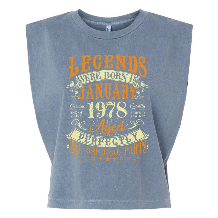 45th Birthday Gift 45 Years Old Legends Born In January 1978 Garment-Dyed Women's Muscle Tee