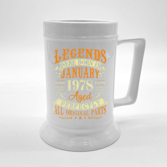 45th Birthday Gift 45 Years Old Legends Born In January 1978 Front & Back Beer Stein