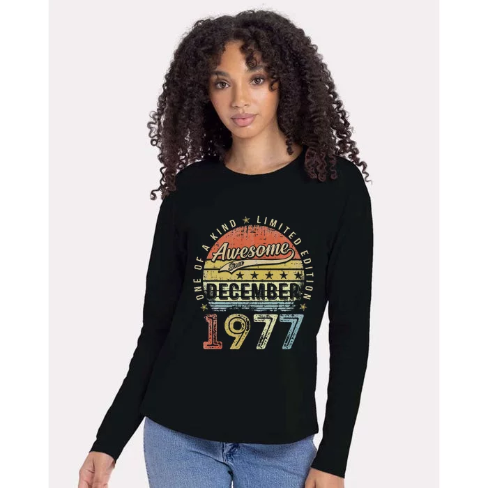 45th Birthday Gift Awesome Since December 1977 45 Year Old Womens Cotton Relaxed Long Sleeve T-Shirt